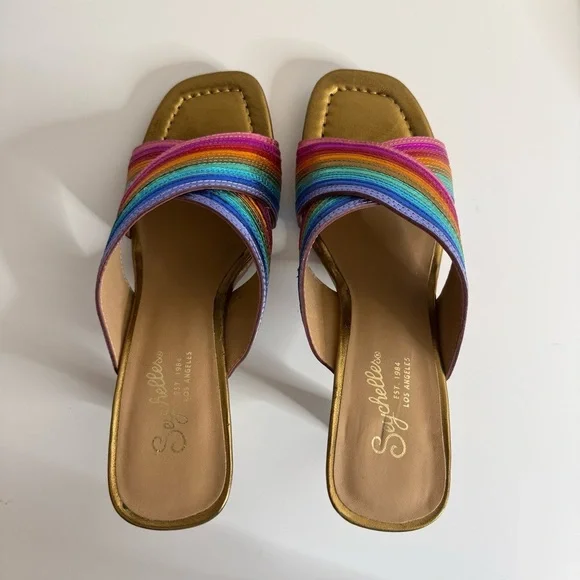 Seychelles Fleet Rainbow Heeled Sandals NWOT US 6.5 - Picture 2 of 9
